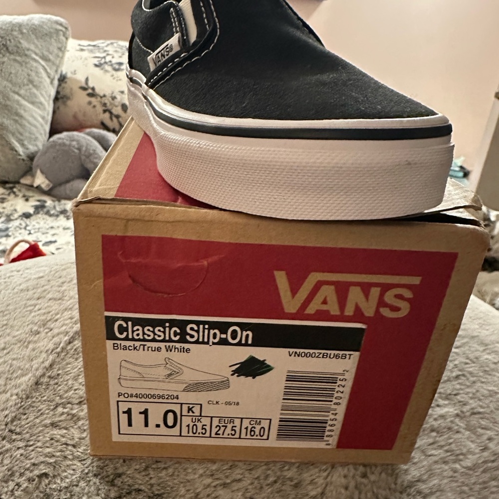 Vans Black and White Slip-On Sneakers toddler size 11